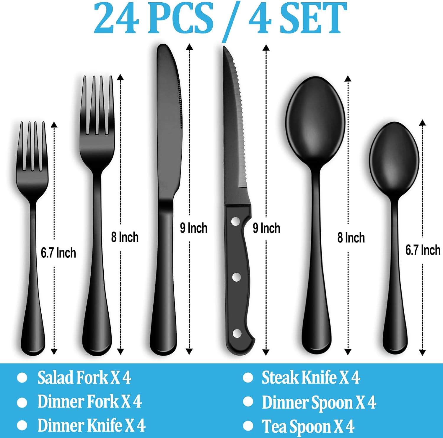 24/48 Pcs Black Silverware Set - Home Cooking Utensil Set review and price