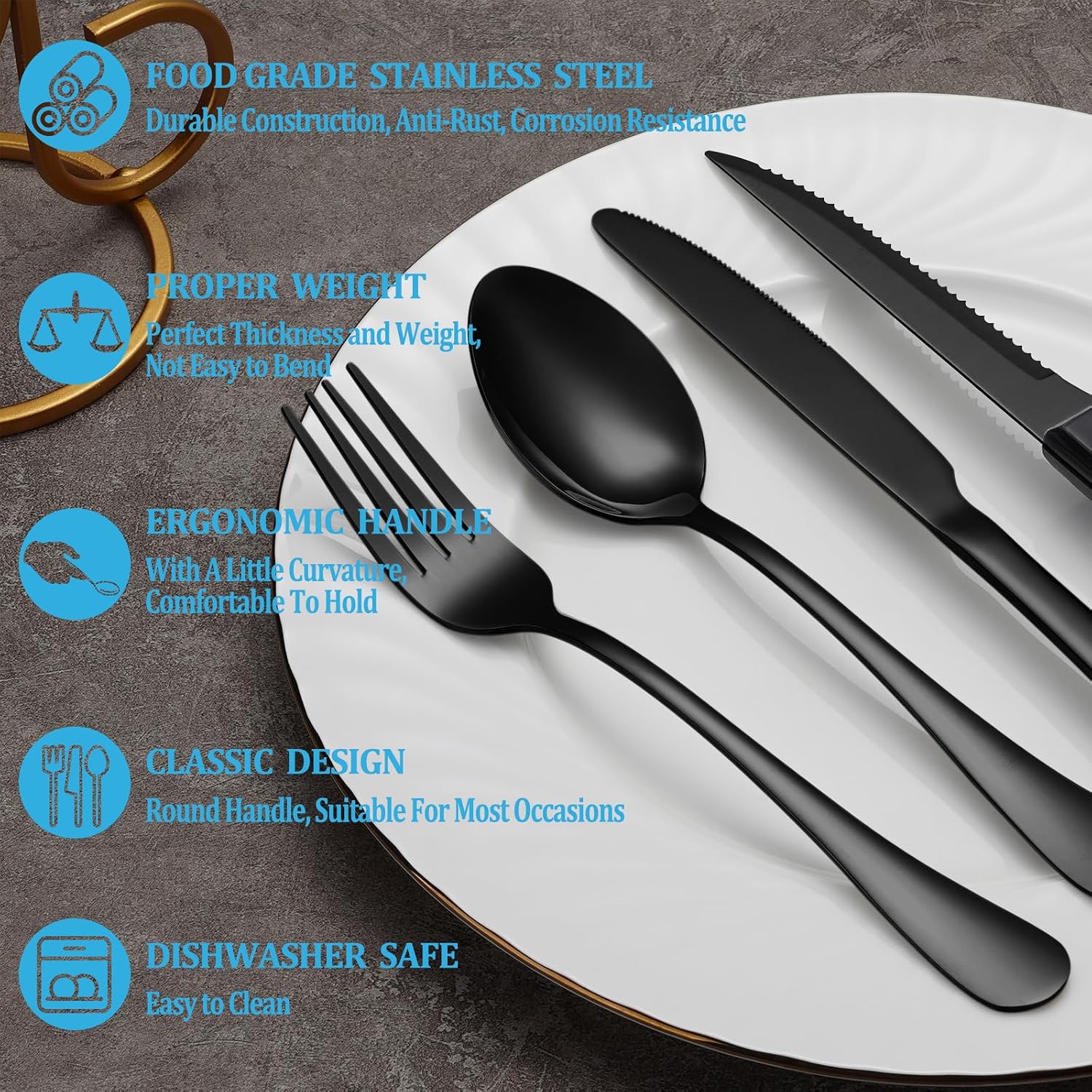 24/48 Pcs Black Silverware Set - Home Cooking Utensil Set review and price