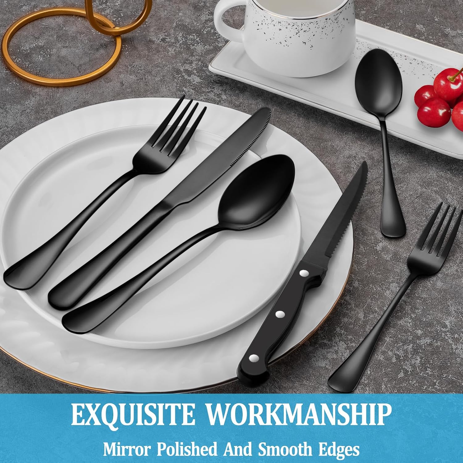 24/48 Pcs Black Silverware Set - Home Cooking Utensil Set review and price